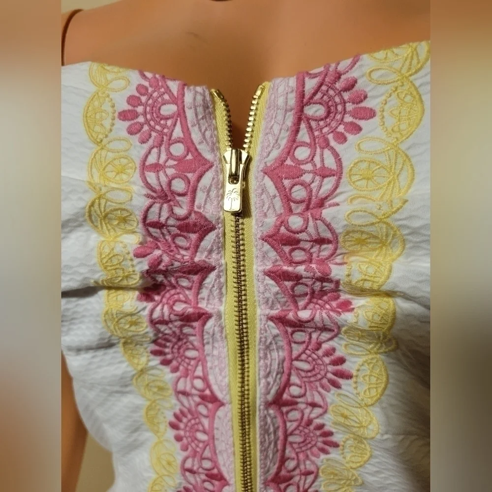 Lilly pulitzer White strapless zip up front dress si6. - Picture 7 of 11
